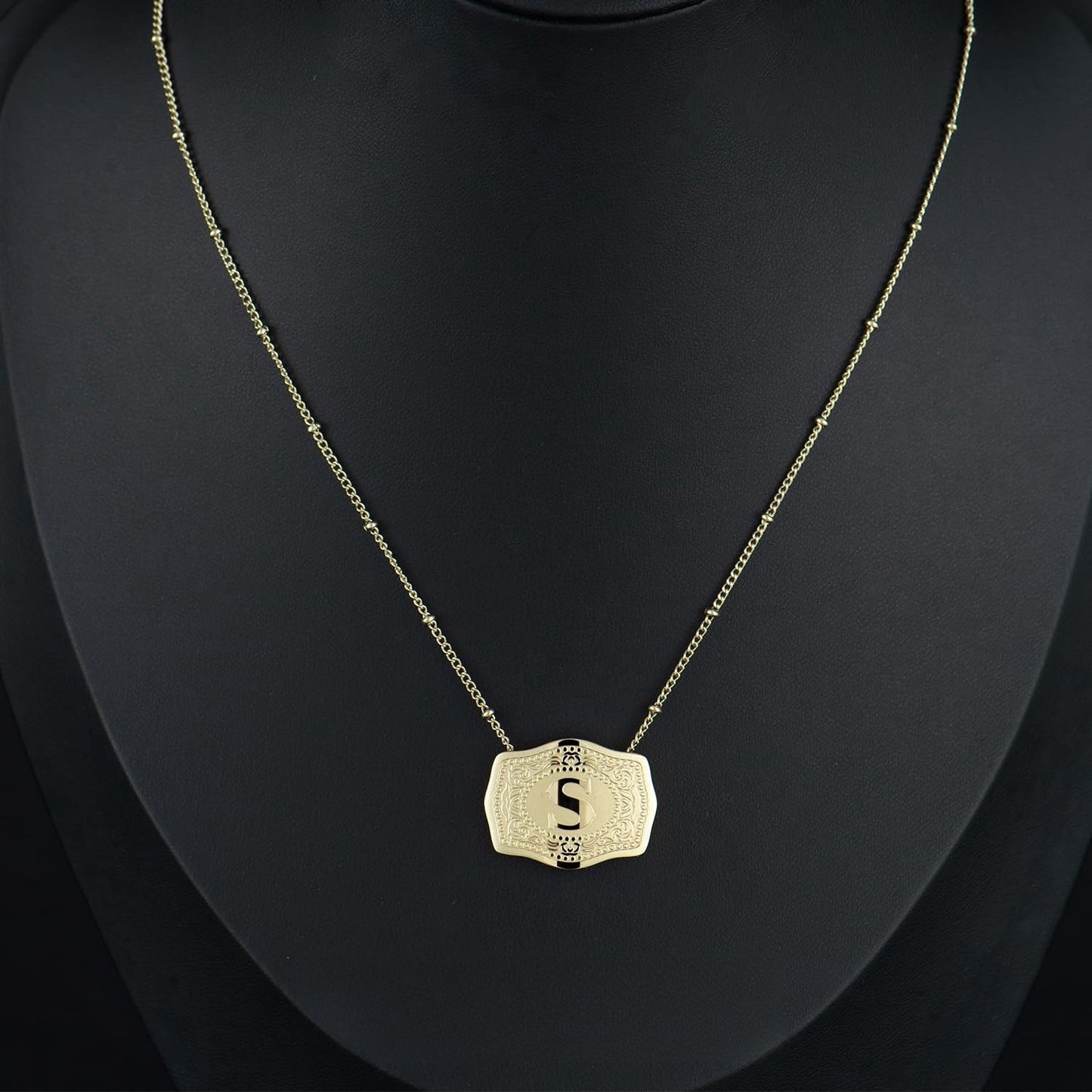 Gold-plated Embossed Slim Chain Adjustable Necklace
