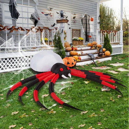 US Local 11.8 FT Halloween Inflatables Crawling Spider Outdoor Decorations With Rotating LED Lights