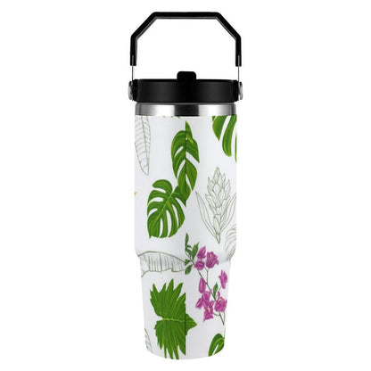POD US Local Tumbler 30oz Large Capacity Car Cup Tropical, Flower, Leafy, Casual Style