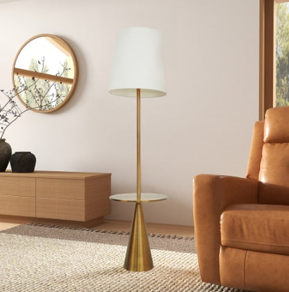 US Local Celestial Modern Floor Lamp With Brass Accent Table With Large White Shade