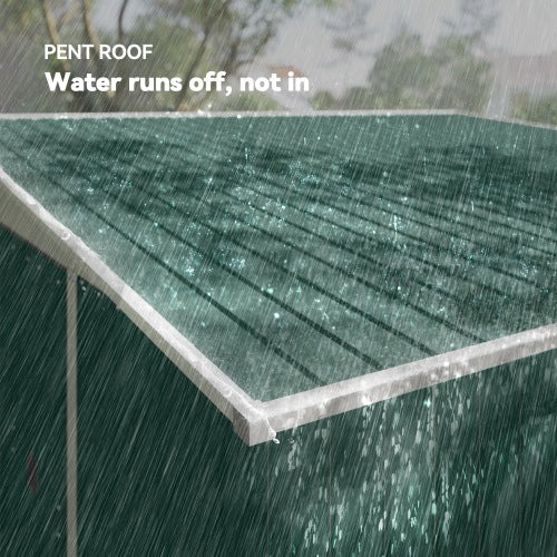 UK Local Outsunny Garden Metal Storage Shed Outdoor Metal Tool House With Double Sliding Doors And 2 Air Vents, 11.3x9.2ft, Green