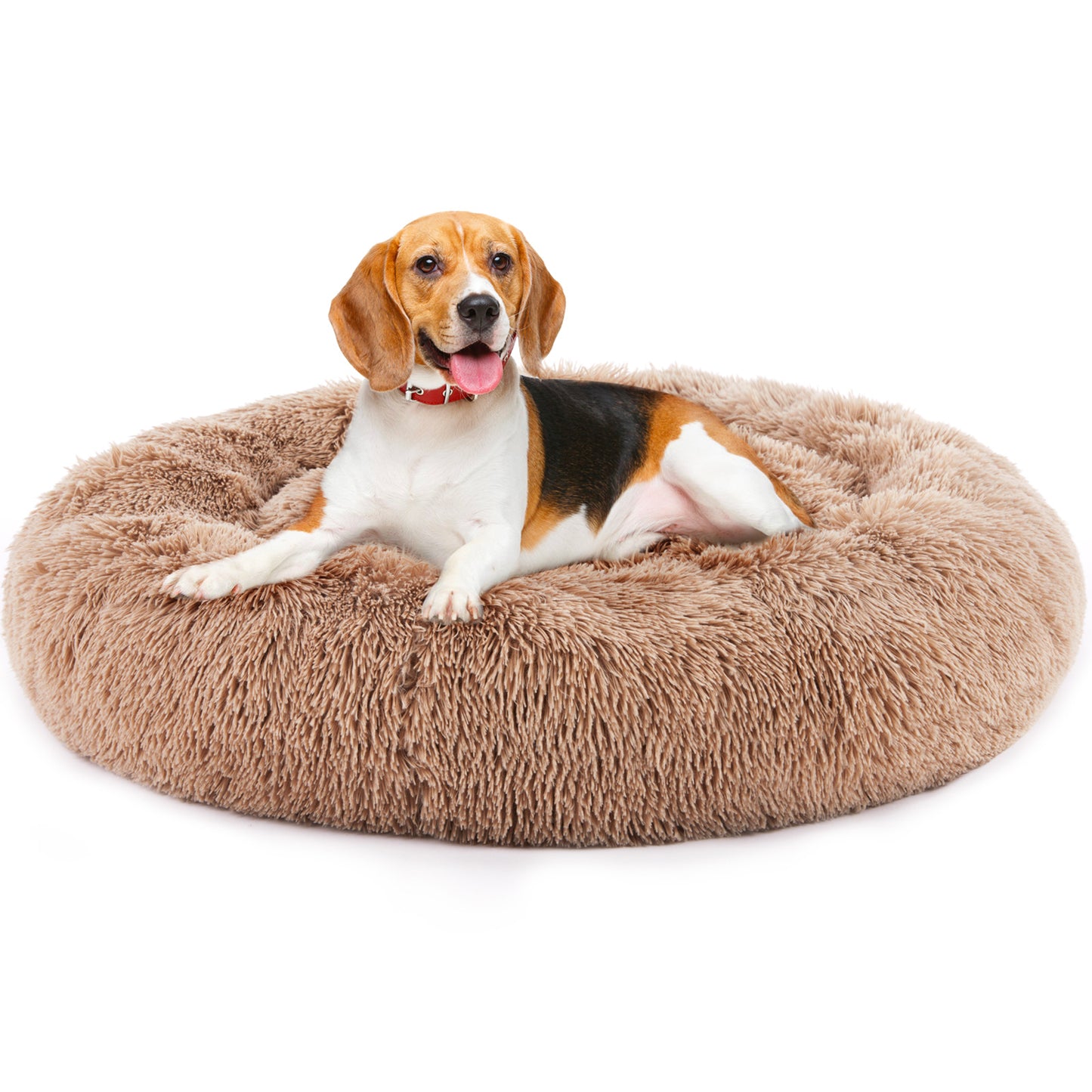 US Local 24 Inch Anti-Slip Round Fluffy Plush Faux Fur Cat Bed, Fits Up To 25 Lbs Pets
