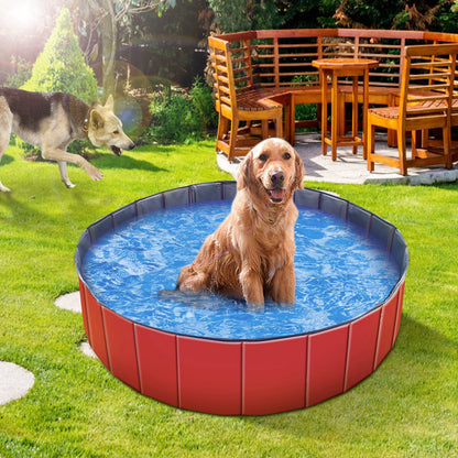 US Local 1Pc 160 X 160 X 30cm-63.0 X 63.0 X 11.8inch Foldable Pet Swimming Pool PVC  Dog Swim Pool Bathing Tub Playmat Pools