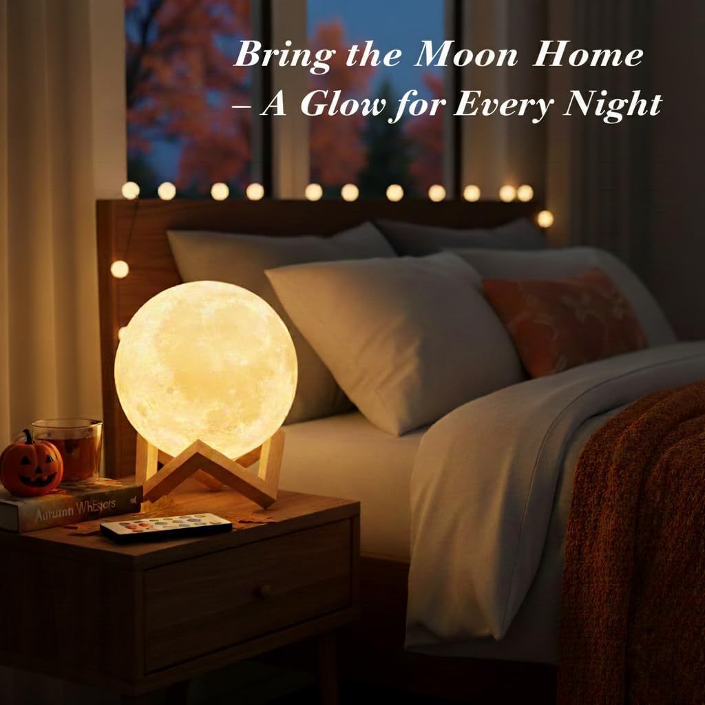 US Local 16-Color Lamp With Stand And Remote, Moon Lamp, LED Night Light With Dock, Creative Moon Light Uniq