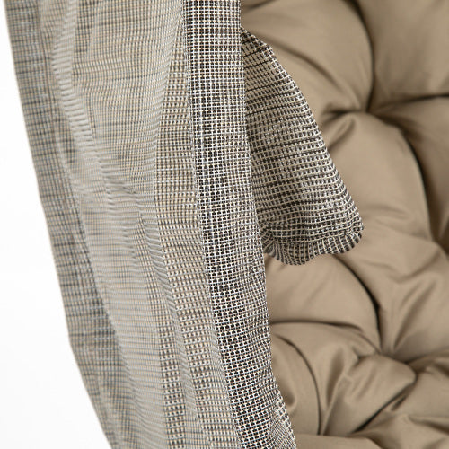 UK Local Outsunny Hanging Egg Chair, Folding Texteline Swing Hammock With Side Pocket, Cushion And Stand For Indoor Outdoor, Patio Garden Furniture, Khaki