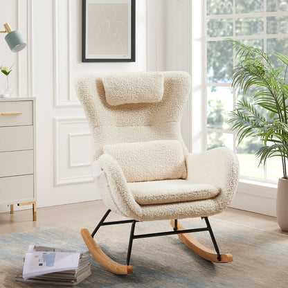 US Local Rocking Chair Nursery, Modern Rocking Chair With High Backrest