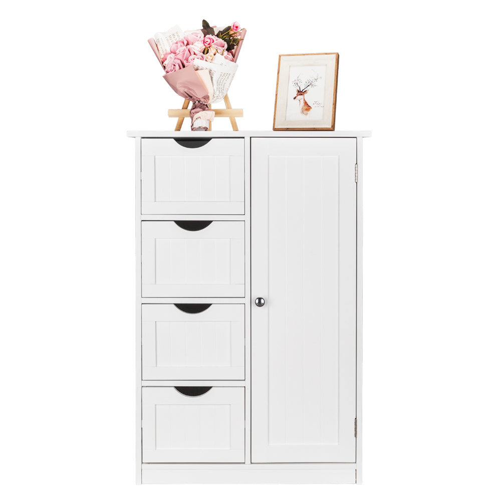 US Local Four Drawer Single Door Bathroom Storage Cabinet