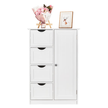 US Local Four Drawer Single Door Bathroom Storage Cabinet
