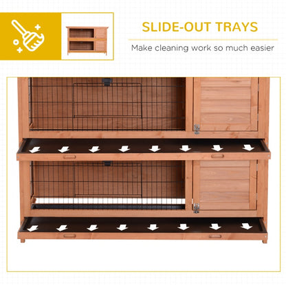 US Local 54  Rabbit Cage, 2-Tier Rabbit Hutch Outdoor Guinea With Removable Dividers And Pull-Out Trays, Orange