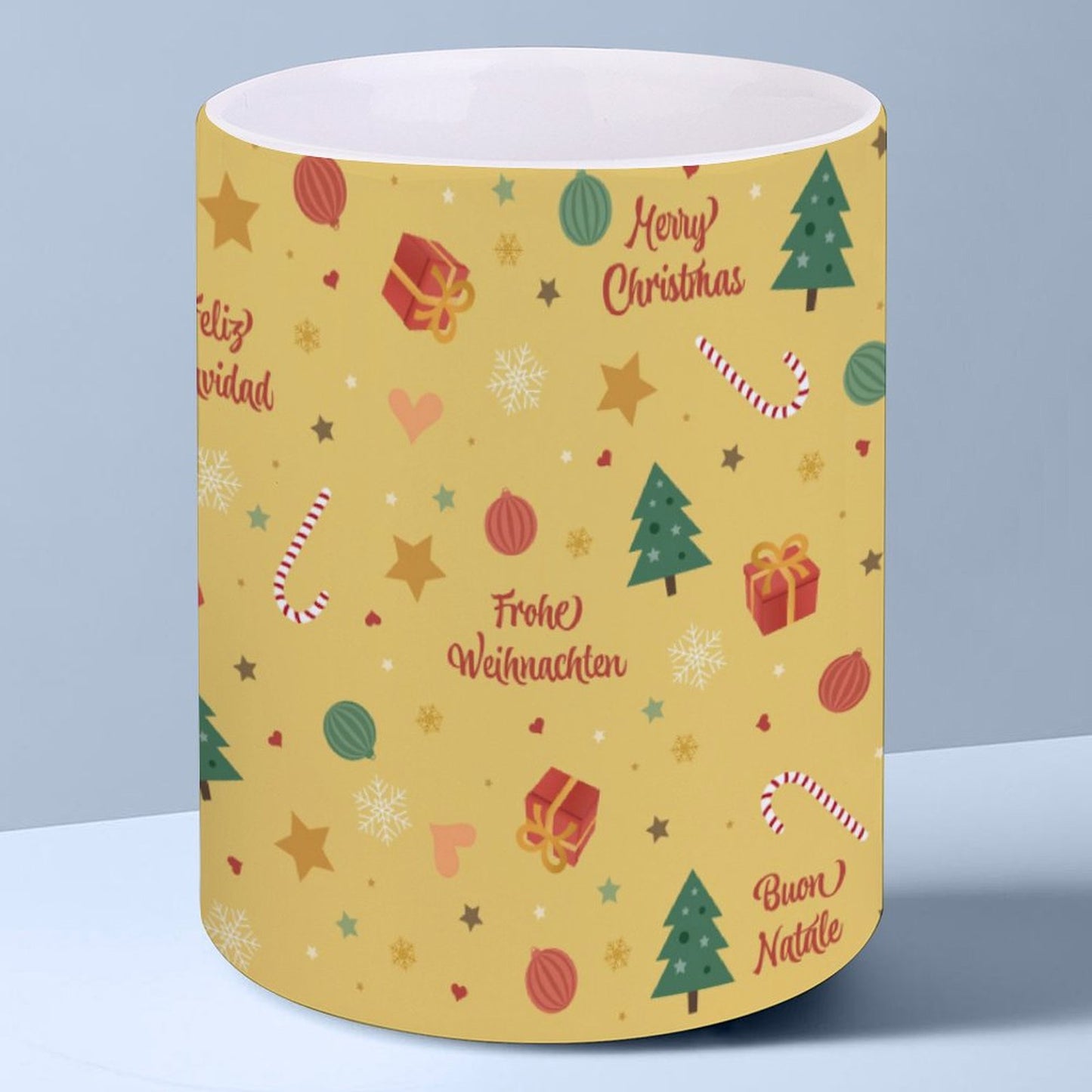 POD US Local White mug with full print, Christmas Yellow 0023