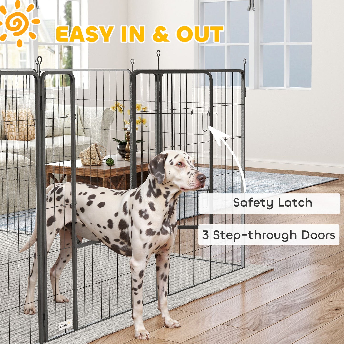 US Local Dog Playpen For Indoor Outdoor, 24 Panels 39 H Puppy Playpen With Lockable Door, DIY Shape Pet Exercise Fence, Gray