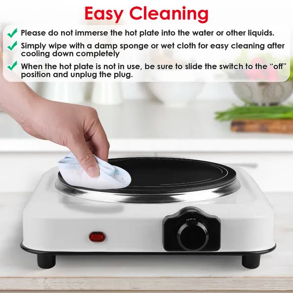 US Local 1200W Electric Infrared Single Burner Portable Heating Hot Plate Stove Countertop RV Hotplate With 7.5' Glass Cooktop Stepless Temperature Adjustments For Home RV Camp