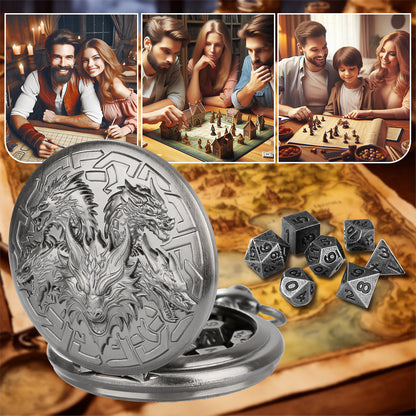 US Local Retro Creative Pocket Watch Shaped Tabletop Game Dice Set -7PCS Metal Polyhedral Dice, Steampunk Style Portable DND Dice Set, Exquisite Metal Craftsmanship, Adding Unique Charm To Tabletop Games