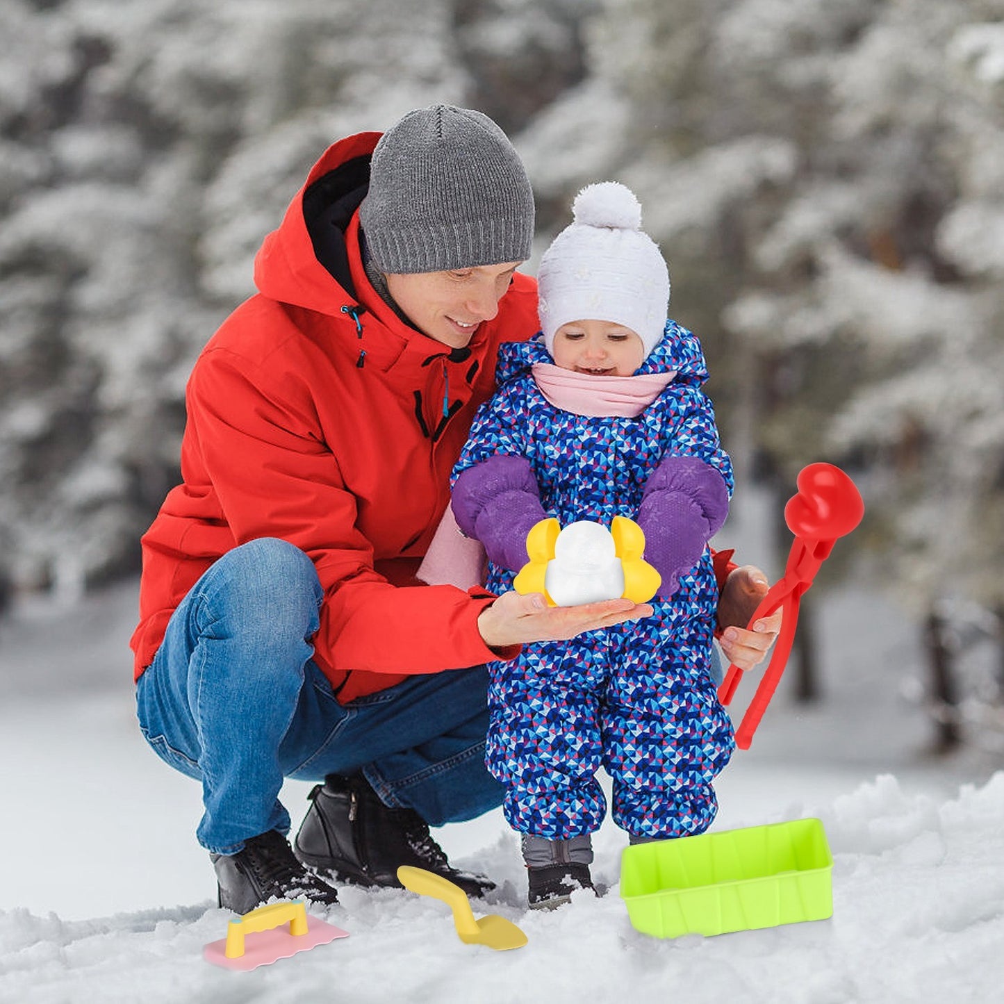 US Local Set Of 15Pcs Winter Snowball Tool Kit Kids Snow Molds Outdoor Snow Beach Toys For Kids Toddlers Adults Snowman Snowflake Duck Dinosaur