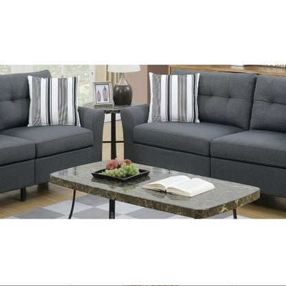 US Local Living Room Furniture 2pc Sofa Set Sofa And Loveseat Charcoal Glossy Polyfiber Plywood Solid Pine