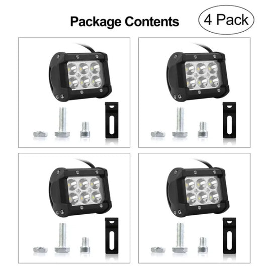 US Local 4 PCS 4in 18W Dual Row LED Spot Light Pod Cube Light