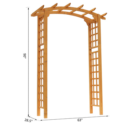US Local Round Garden Arbor 7.5 Ft Fir Wood Archway For Climbing Plants Pergola Style Wedding Ceremony Yellow
