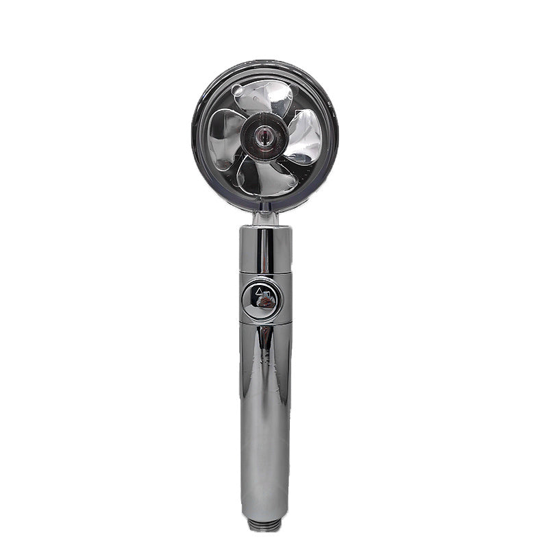 US Local Shower Head Water Saving Flow 360 Degrees Rotating With Small Fan ABS Rain High Pressure Spray Nozzle Bathroom Accessories