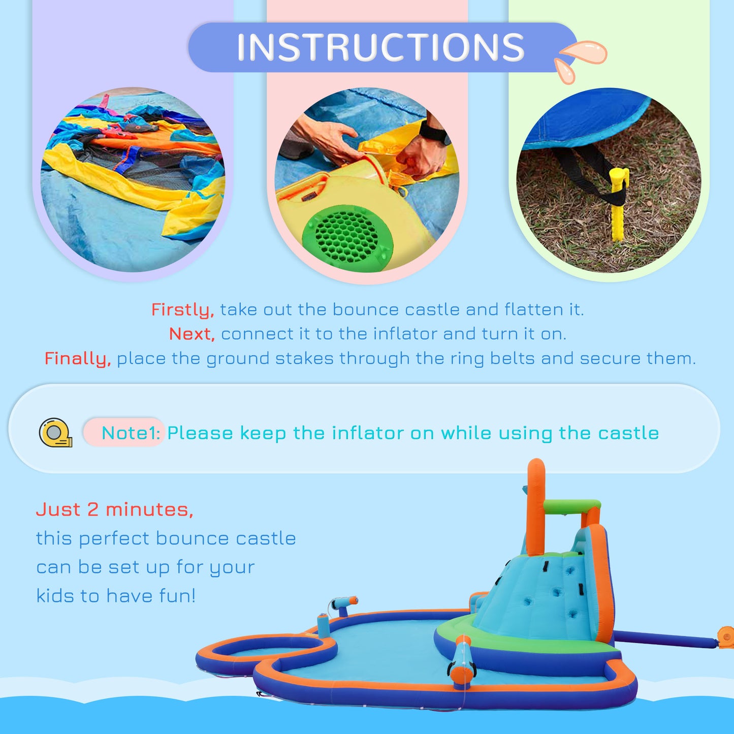 US Local 1 Kids Bounce House w/ Slide