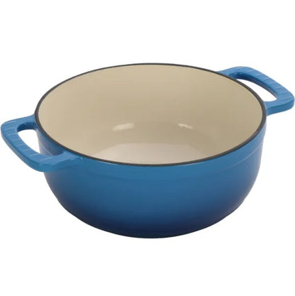 US Local Cast Iron 6QT Cooking Pot - Gradient Blue - Includes Two Silicone Gloves - Enamel Pot