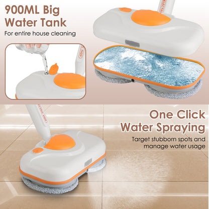 US Local 1Pc Dual Motor Cordless Spin Mop Self-Propelled Floor Cleaner With 6 Microfiber Pads 2 Speeds 900ML Water Tank One Click Spraying Headlight For Multiple Floors