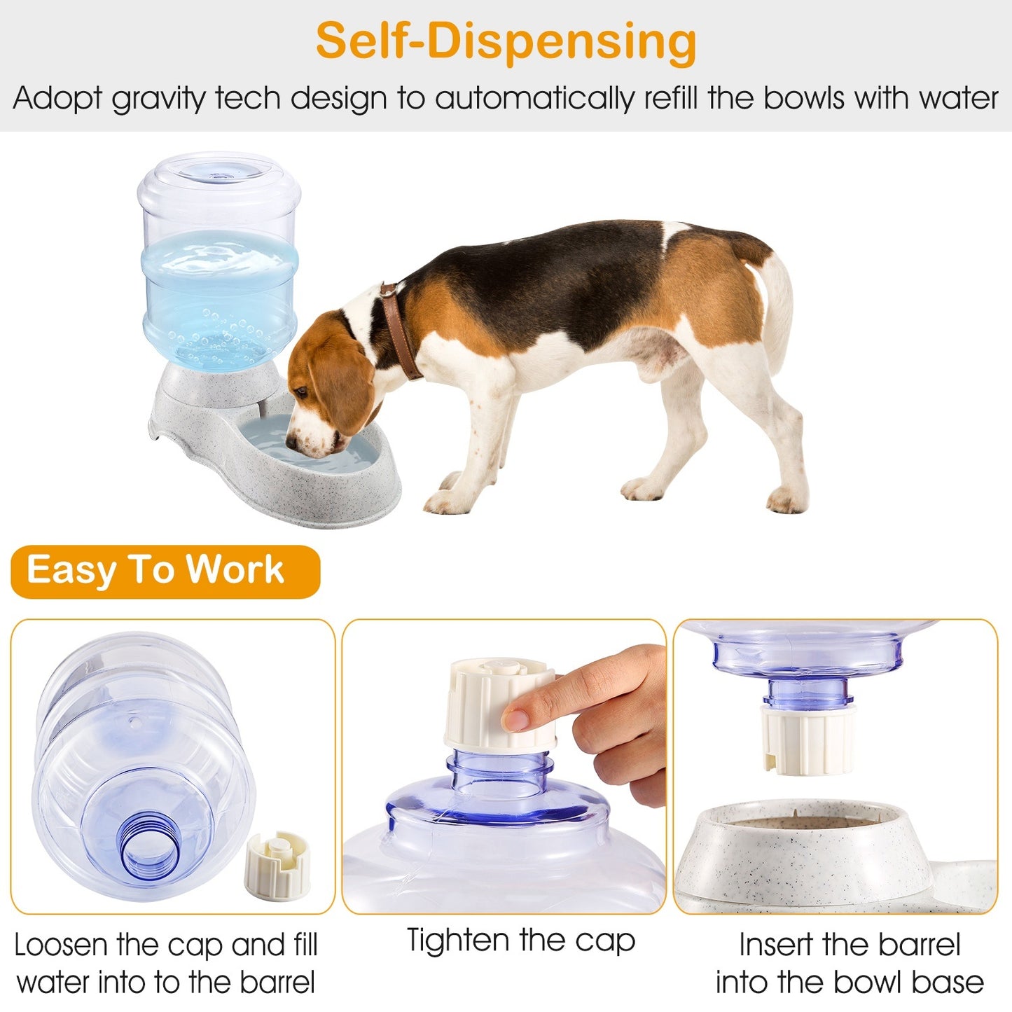 US Local 3.5L 1Gal Pet Water Dispenser Self-Dispensing Gravity Pets Water Feeder Automatic Pet Waterer Cat Dog