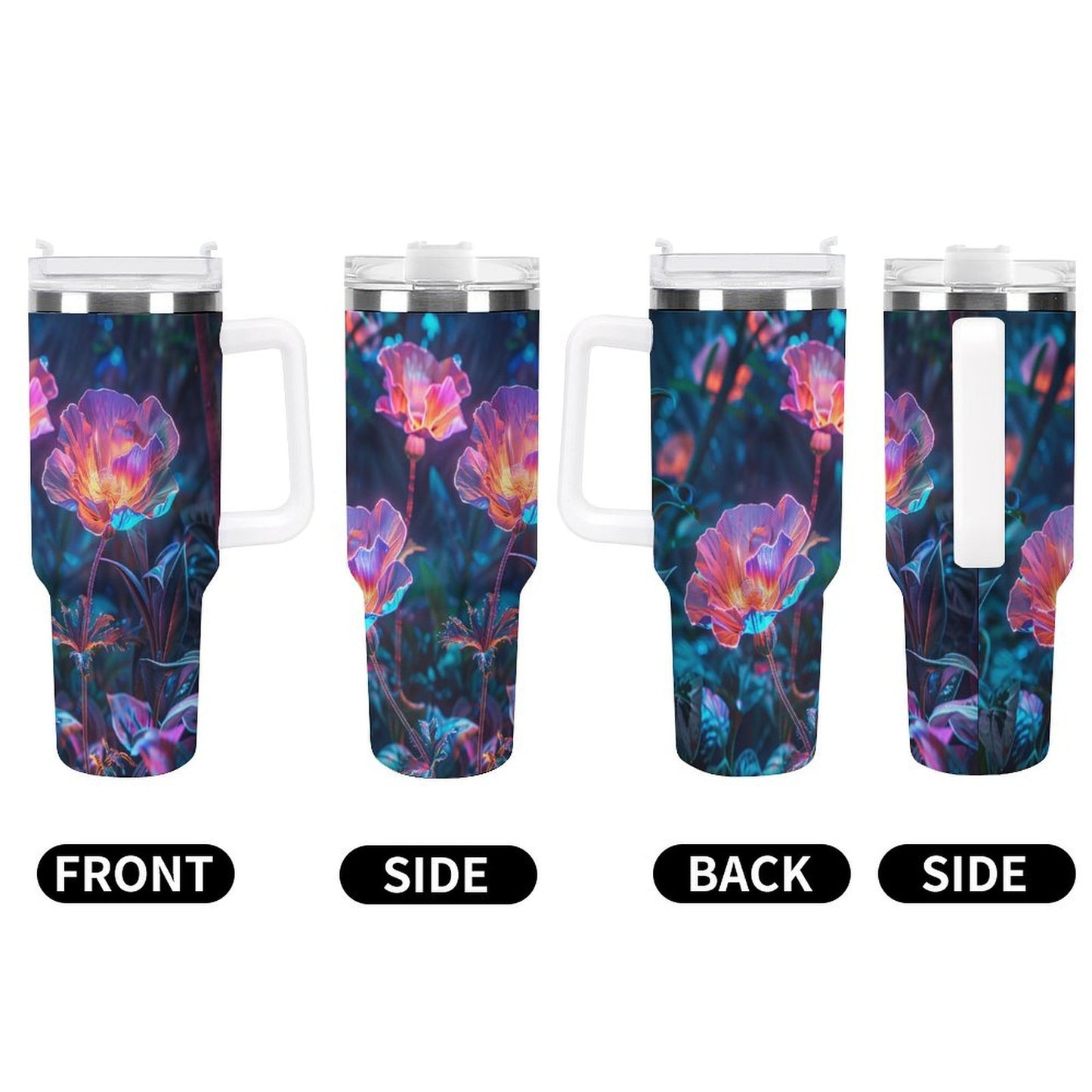 PHDT00139 POD US Local Tumbler 40 oz Large Capacity Car Cup Fluorescence, Flowers, Forests