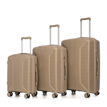US Local 20   24   28  3 Pcs  Set In PP Spinner Wheel Luggage, Carry On Suitcase, Matching Color, Combination Lock