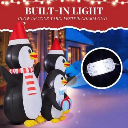 US Local 6 FT Lighted Christmas Inflatable Decoration, Inflatable Penguin Family, Funny Blow Up Yard Decorations With Built-in LED Lights For Holiday Party Front Yard Lawn Garden Decor