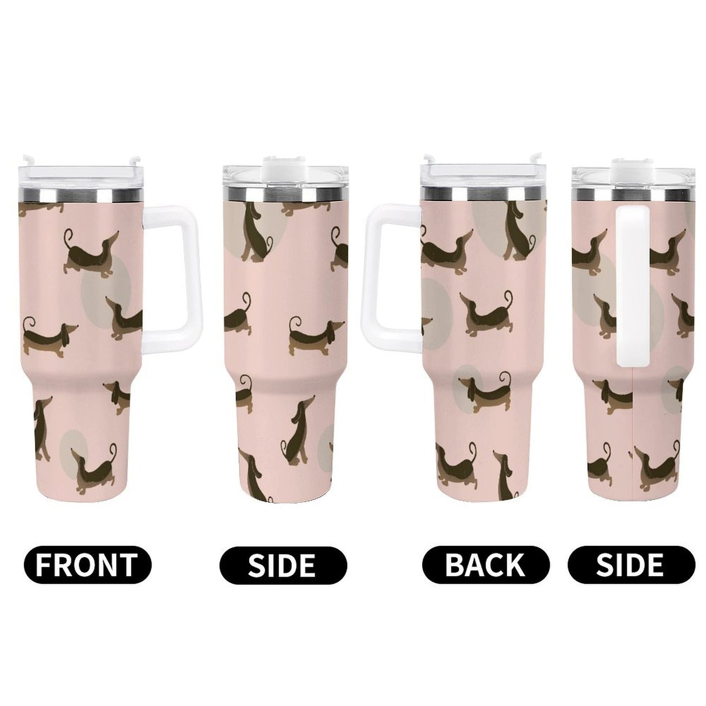 PHDT00353 POD US Local Tumbler 40 oz Large Capacity Car Cup Dachshund, Pink, Pet Dog