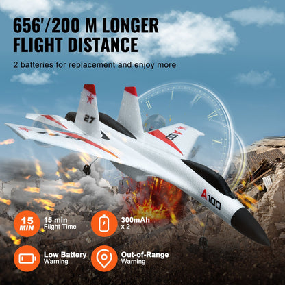 US Local VEVOR RC Airplane Fighter EPP Foam RC Plane Toy 2.4GHz Remote Control 3D 6G Mode