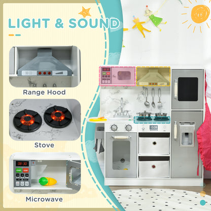 US Local Play Kitchen Set for Kids W/ Lights Sounds