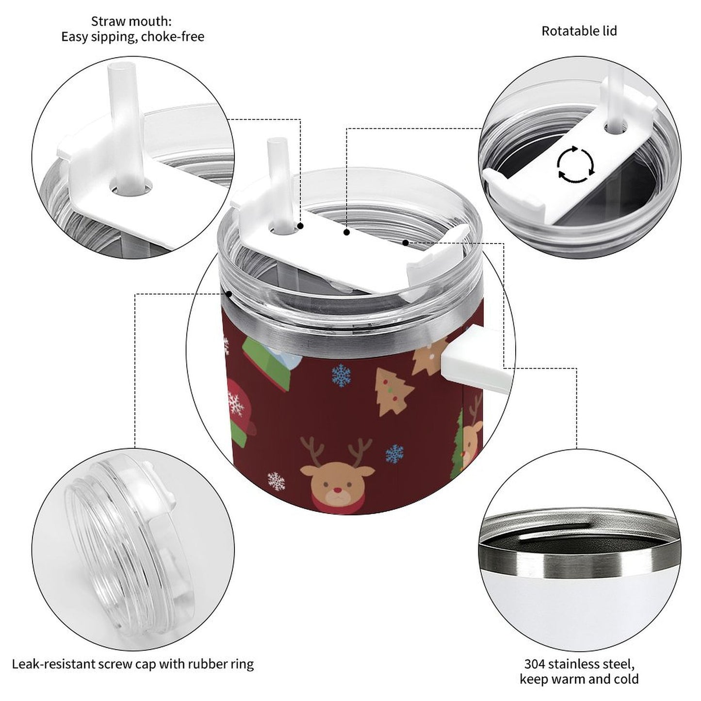 PHDT00067 POD US Local Tumbler 40 oz Large Capacity Car Cup Christmas Tree Santa Claus