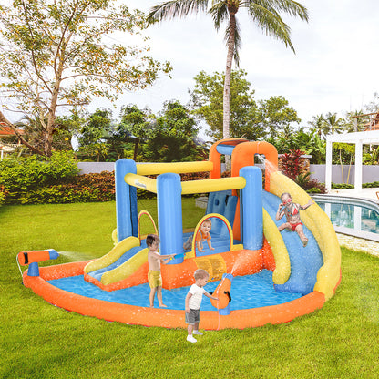 US Local 5-in-1 Kids Inflatable Bounce House Jumping Castle with Water Pool