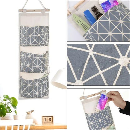 US Local Wall Mounted Storage Bag Door Closet Hanging Storage Bag Organizer Waterproof 3 Pockets Pouch