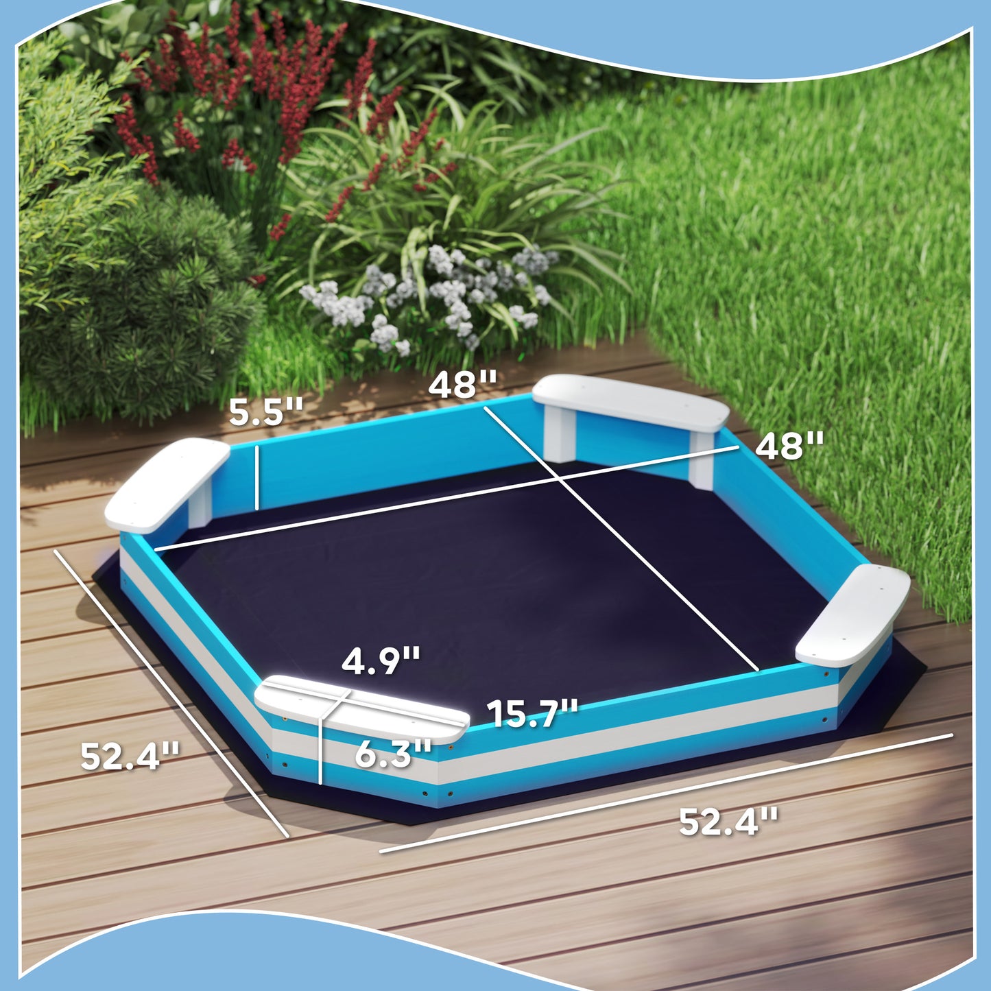 US Local Kids Sandbox with 4 Corner Seats