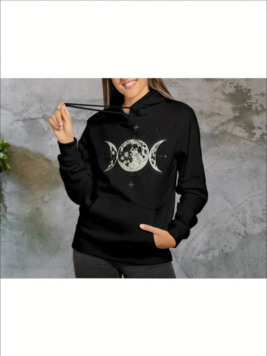 Triple Moon Goddess Symbol Hoodie - Pagan Clothing, Mystical Pullover, Witch Hoodie, Witches Sweatshirt Halloween Hoodie Gift