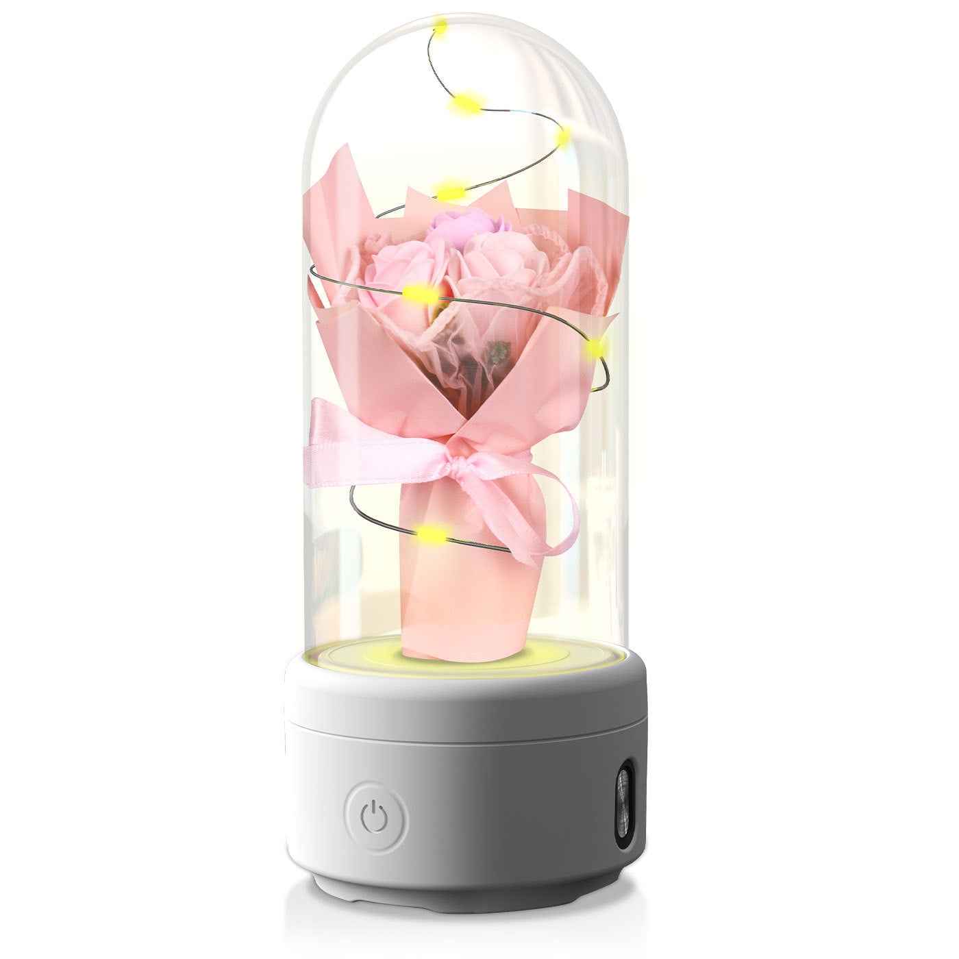 USA Local Creative 2 In 1 Bouquet LED Light And Bluetooth-compatible Speaker Mother's Day Gift Rose Luminous Night Light Ornament In Glass Cover