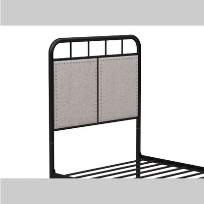 US Local Double-size Linen Upholstered Platform Metal Bed Frame