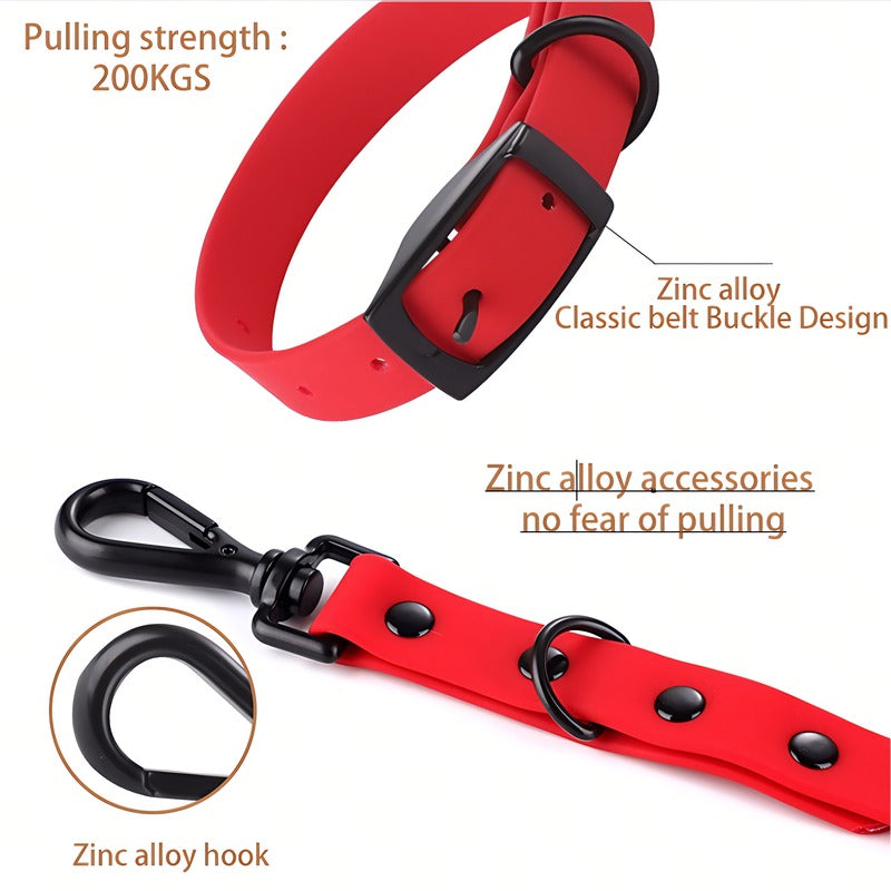 US Local Pet Silicone Collar And Leash Set Comes With A Suitable For Small And Large Dogs, Waterproof And Easy To Clean
