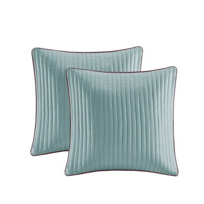 US Local 12 Piece Comforter Set With Cotton Bed Sheets Blue Brown Full