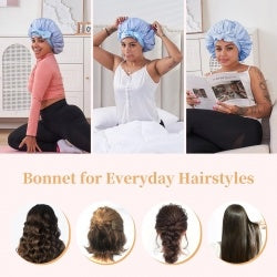 US Local Silk Bonnet For Sleeping Women, Satin Hair Bonnet For Sleeping For Wavy Curly Natural Hair Women Men