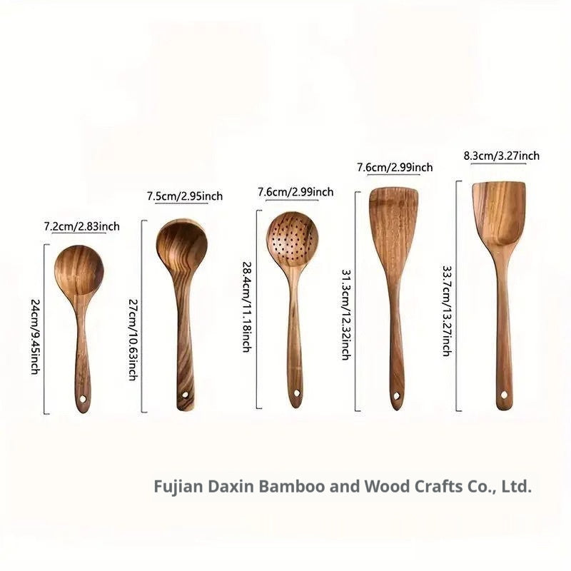 5-Piece Wooden Spatula And Soup Tableware Wooden Kitchenware Set