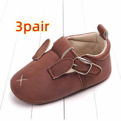 US Local Spring and autumn cartoon animal baby shoes matte leather non-slip soft bottom