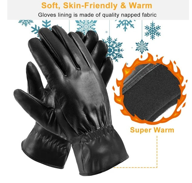 US Local Leather Winter Warm Gloves Outdoor Windproof Soft Gloves Cycling Skiing Running Cold Winter Gloves