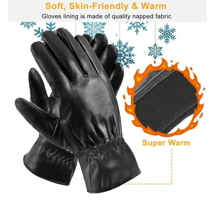 US Local Leather Winter Warm Gloves Outdoor Windproof Soft Gloves Cycling Skiing Running Cold Winter Gloves