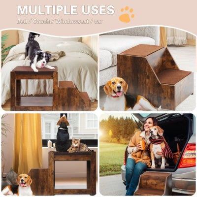 US Local Pet Bunk Bed With Removable Step For Dogs And Cats, Multi-Level Bed Window Perch Seat Platform With Cushion And Cat Scratch Pad, Indoor Use