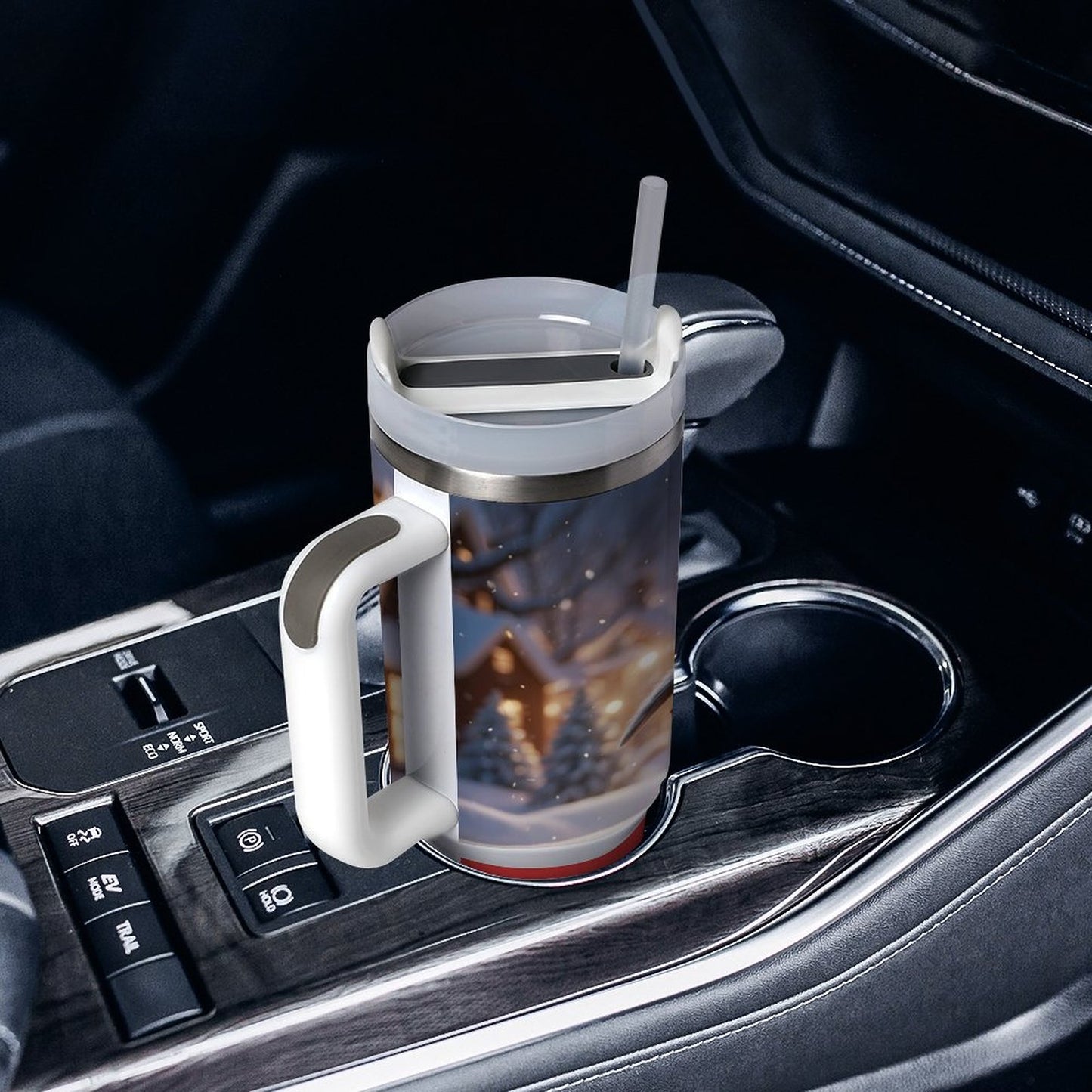 USA Local Large Capacity Car Cup Xmas Penguin_2 Red 40oz