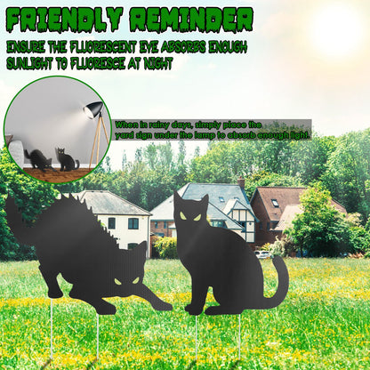 US Local 6Pcs Skull Or 6Pcs Tomb Or 5Pcs Black Cat Halloween Yard Sign Decorations  Glow In The Dark For Haunted House Garden Yard And Scary Theme Party