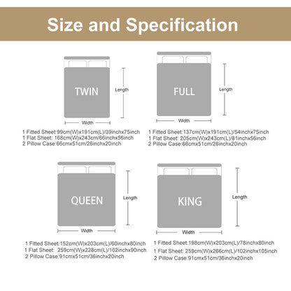 US Local 4 Pcs Of Forest Mushroom Natural Style Printed Series Beds, 1 Bedsheet, 1 Bed Sheet, And 2 Pillowcases Bedding, Suitable For All Seasons